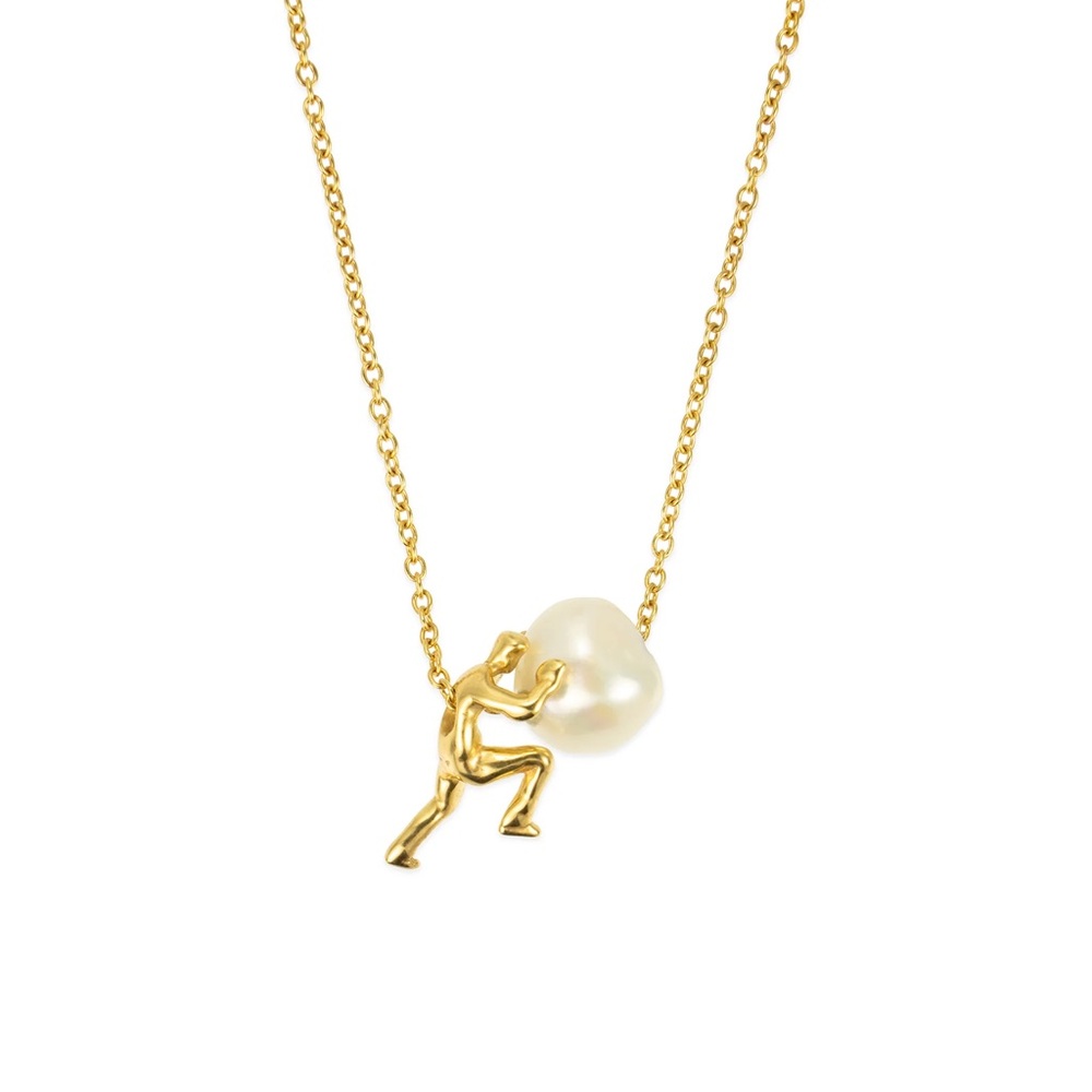 CreatedbyILL “Sisyphus Necklace” Gold Vermeil Pearl NEW IN BOX — SOLD OUT